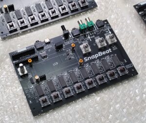 a close up of a PCBA of SnapBeat, the simple Lo-fi sampler for fun