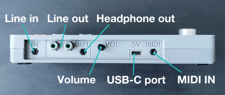 Parts and names of SnapBeat, the simple lo-fi sampler