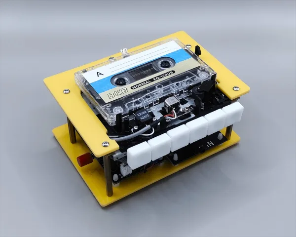 cassette player and tape recorder (yellow) left angle